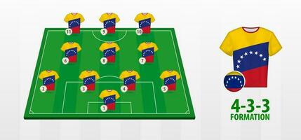 Venezuela National Fußball Mannschaft Formation auf Fußball Feld. vektor