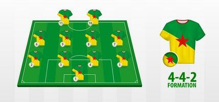 Französisch Guayana National Fußball Mannschaft Formation auf Fußball Feld. vektor