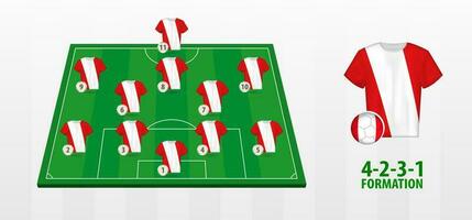 Peru National Fußball Mannschaft Formation auf Fußball Feld. vektor