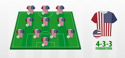 USA National Fußball Mannschaft Formation auf Fußball Feld. vektor