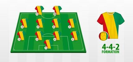 Guinea National Fußball Mannschaft Formation auf Fußball Feld. vektor