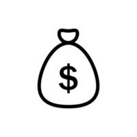 pengar väska vektor ikon. Bank illustration symbol eller tecken. deposition logotyp.