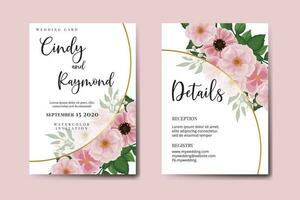 Hochzeit Einladung Rahmen Satz, Blumen- Aquarell Digital Hand gezeichnet Rosa Blume Design Einladung Karte Vorlage vektor