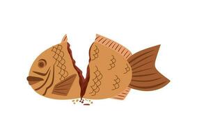 Taiyaki, japanisch fischförmig Kuchen mit rot Bohne Füllung, klassisch Straße Verkäufer Snack im Japan vektor