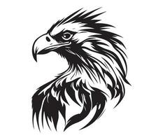 Adler Gesicht, Silhouetten Adler Gesicht, schwarz und Weiß Adler Vektor