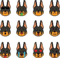 de hund pixel emoji uttryckssymbol samling vektor