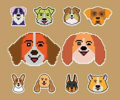 de hund pixel klistermärke emoji uttryckssymbol samling vektor