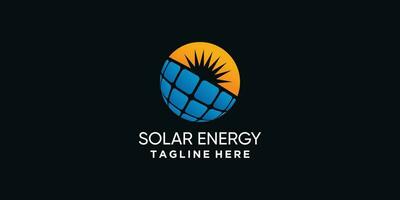 sol- energi logotyp design med Sol kraft logotyp premie vektor
