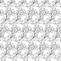 nahtlos Blumen- Muster mit Zweige. botanisch Hintergrund, wiederholen Drucke. Blühen Kräuter Textur Design zum Ihre Design. Hand gezeichnet Vektor Illustration