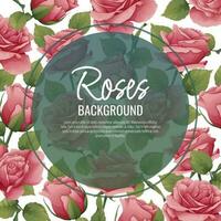 Rahmen mit Rosen. Rand mit Rosa Blumen und Grün Blätter. Hintergrund, Postkarte mit botanisch Elemente. Vektor Illustration.