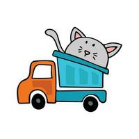 süß Tier auf Dump LKW Karikatur Maskottchen Charakter Vektor Illustration Farbe Kinder Karikatur komisch Mäuse auf Dump LKW Clip Art