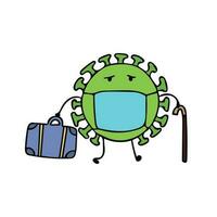 komisch Grün Coronavirus Karikatur Maskottchen Charakter Vektor Illustration Farbe Kinder Karikatur komisch Coronavirus Clip Art