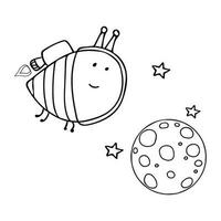 Hand gezeichnet süß Honig Biene Astronaut und Bienenwabe Planet Karikatur Maskottchen Charakter Vektor Illustration Farbe Kinder Karikatur Clip Art