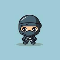 söt söt ninja chibi maskot vektor tecknad serie stil