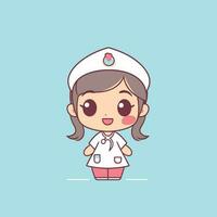 süß kawaii Krankenschwester Chibi Maskottchen Vektor Karikatur Stil