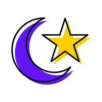 måne och stjärna islamic ikon knapp vektor illustration