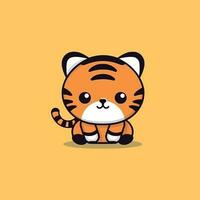 süß kawaii Tiger Chibi Maskottchen Vektor Karikatur Stil