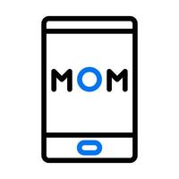 telefon mamma ikon duofärg blå svart Färg mor dag symbol illustration. vektor