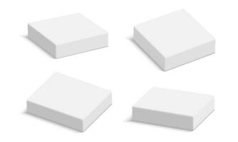 Weiß Karton Paket Box Vorlage. realistisch leeren Box Attrappe, Lehrmodell, Simulation zum Produkt Verpackung isoliert auf Weiß Hintergrund. Vektor Illustration