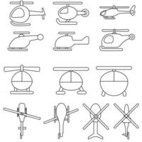 Hubschrauber Vektor Symbol Satz. Flugzeug Illustration Zeichen Sammlung. fliegen Symbol. Fluggesellschaft Logo isoliert auf Weiß Hintergrund.