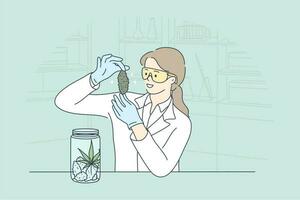 Wissenschaft, Experiment, Arzneimittel, Medizin, Analyse, Cannabis, Marihuana Konzept vektor