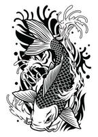 koi fisk tatuering design i klassisk japan stil vektor