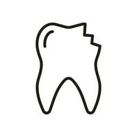 abgebrochen Zahn Linie Symbol. medizinisch Dental Problem linear Piktogramm. gebrochen geknackt Zähne. beschädigt Emaille. Zahnheilkunde Gliederung Symbol. Dental Behandlung unterzeichnen. editierbar Schlaganfall. isoliert Vektor Illustration.