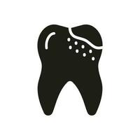 Dental Karies Silhouette Symbol. Schlecht Zahn Gesundheit Glyphe Piktogramm. Zahnschmerzen, Schmerz, zerfallen kieferorthopädisch Zähne Problem. Oral Hygiene. Dental Behandlung unterzeichnen. Zahnheilkunde Symbol. isoliert Vektor Illustration.