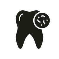Zahn Bakterien Glyphe Piktogramm. Oral Virus Problem. Mikrobe und Infektion auf Zahn Silhouette Symbol. Dental Behandlung solide unterzeichnen. Zahnheilkunde Symbol. isoliert Vektor Illustration.