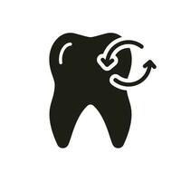 Dental Wiederherstellung Silhouette Symbol. Milch Zahn Extraktion Glyphe Piktogramm. Dental Behandlung solide unterzeichnen. Oral Medizin. Verlust vorübergehend Baby Zähne. Zahnheilkunde Symbol. isoliert Vektor Illustration.