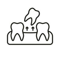 tand tappa bort linje ikon. tand extraktion. stomatologi problem. avlägsnande av mänsklig tänder linjär piktogram. tandvård översikt symbol. dental behandling tecken. redigerbar stroke. isolerat vektor illustration.