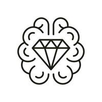 Mensch Gehirn mit Diamant schwarz Linie Symbol. brillant Genius linear Piktogramm. kreativ Clever Idee, Schmuck im Verstand Symbol auf Weiß Hintergrund. editierbar Schlaganfall. isoliert Vektor Illustration.