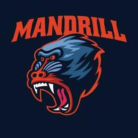 arg mandrill apa huvud sport logotyp vektor