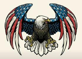 kahl Adler mit Amerika Flagge Farbe vektor