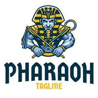 farao egyptisk gammal krigare sport esport logotyp vektor