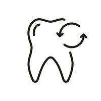 Dental Wiederherstellung Linie Symbol. verlieren vorübergehend Baby Zähne linear Piktogramm. Milch Zahn Extraktion Gliederung Symbol. Dental Behandlung unterzeichnen. editierbar Schlaganfall. isoliert Vektor Illustration.