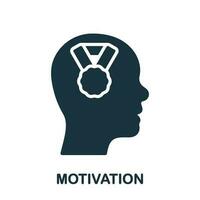 Motivation Silhouette Symbol. Elastizität und Anerkennung Glyphe Piktogramm. das Anreiz zu Entwicklung solide unterzeichnen. Trainer motiviert Champion Prozess Symbol. isoliert Vektor Illustration.