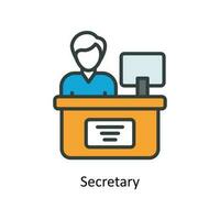 sekreterare vektor fylla översikt ikoner. enkel stock illustration stock