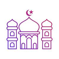 groß Moschee mit Turm islamisch Gradient Gliederung Symbol Vektor Illustration