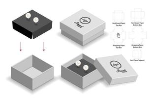 låda förpackning stansad mall design. 3d mock-up vektor