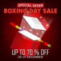 Boxing Day Sale mit Geschenkbox offenes Werbeplakat vektor