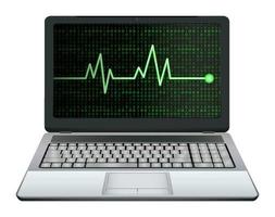 bärbar dator med grön hjärtfrekvens på skärmen vektor