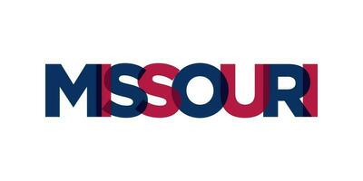 Missouri, USA Typografie Slogan Design. Amerika Logo mit Grafik Stadt Beschriftung zum drucken und Netz. vektor