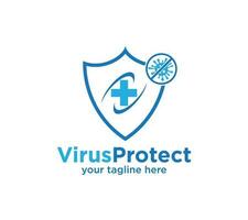 Virus Schutz Logo auf Weiß Hintergrund, Vektor Illustration.