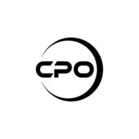 cpo brev logotyp design i illustration. vektor logotyp, kalligrafi mönster för logotyp, affisch, inbjudan, etc.