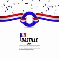 lycklig bastille dag firande, affisch, band banner vektor mall design illustration