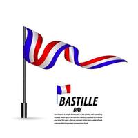 lycklig bastille dag firande, affisch, band banner vektor mall design illustration