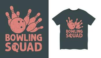 Bowling Kader Jahrgang Typografie T-Shirt Design vektor