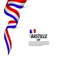 lycklig bastille dag firande, affisch, band banner vektor mall design illustration