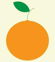 ett orange med blad, orange frukt, orange och grön färger, orange illustration vektor, kan vara Begagnade för tecken och ikon och reklam baner och lådor och juice märka, lämplig för pedagogisk innehåll vektor